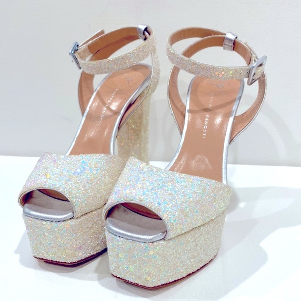 Giuseppe Zanotti Iridescent Glitter Platform Sandals